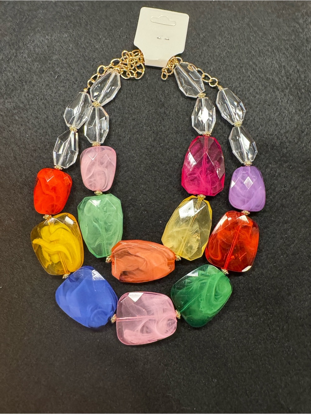 Colorful Chunky Bead Statement Necklace - Multicolor